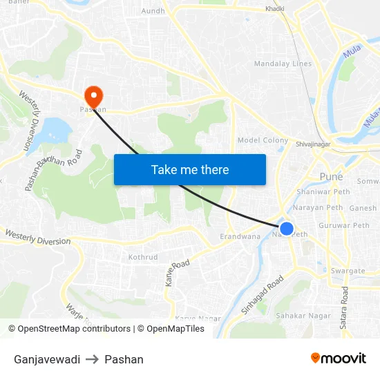 Ganjavewadi to Pashan map