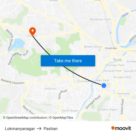 Lokmanyanagar to Pashan map