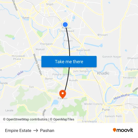 Empire Estate to Pashan map