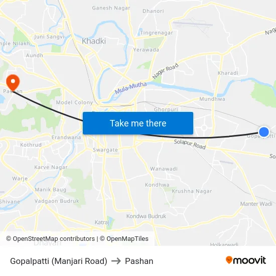 Gopalpatti (Manjari Road) to Pashan map
