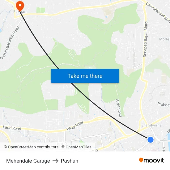 Mehendale Garage to Pashan map
