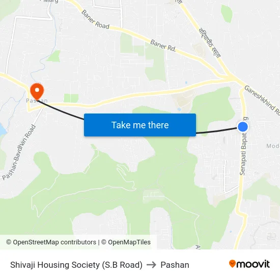Shivaji Housing Society (S.B Road) to Pashan map