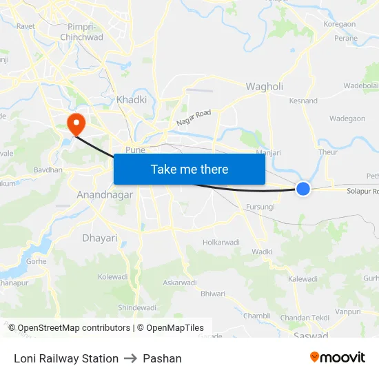Loni Railway Station to Pashan map