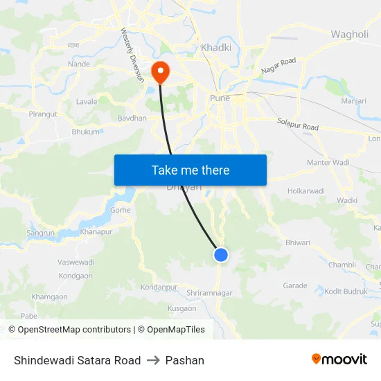 Shindewadi Satara Road to Pashan map