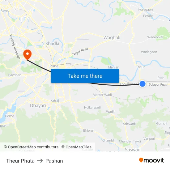 Theur Phata to Pashan map