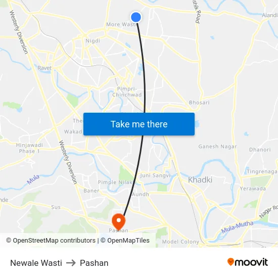 Newale Wasti to Pashan map