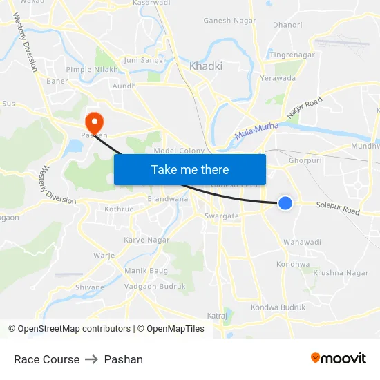 Race Course to Pashan map