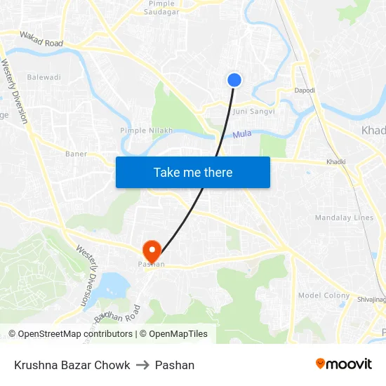 Krushna Bazar Chowk to Pashan map