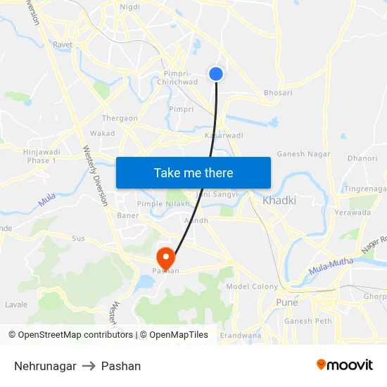 Nehrunagar to Pashan map