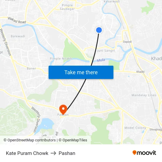 Kate Puram Chowk to Pashan map