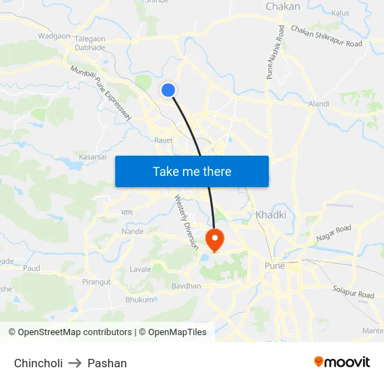 Chincholi to Pashan map