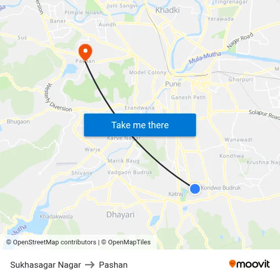 Sukhasagar Nagar to Pashan map