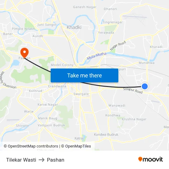 Tilekar Wasti to Pashan map