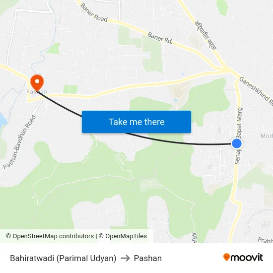 Bahiratwadi (Parimal Udyan) to Pashan map