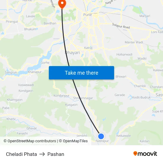 Cheladi Phata to Pashan map