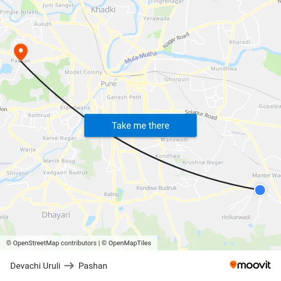 Devachi Uruli to Pashan map