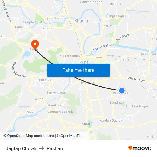 Jagtap Chowk to Pashan map