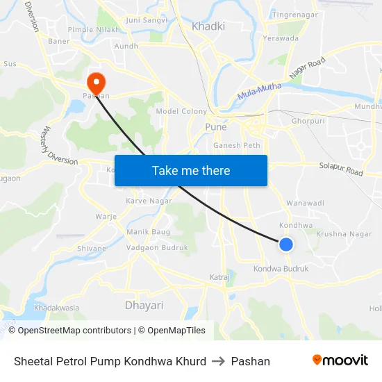 Sheetal Petrol Pump Kondhwa Khurd to Pashan map