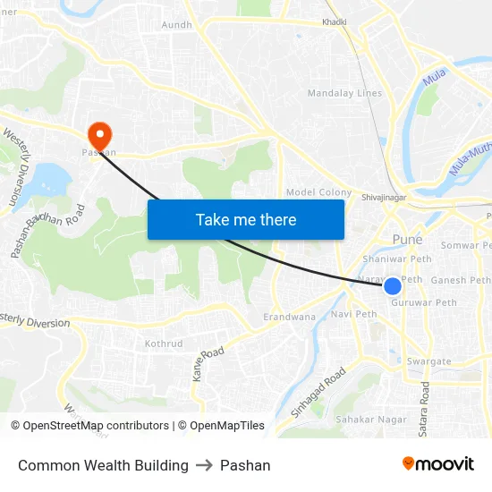 Common Wealth Building to Pashan map