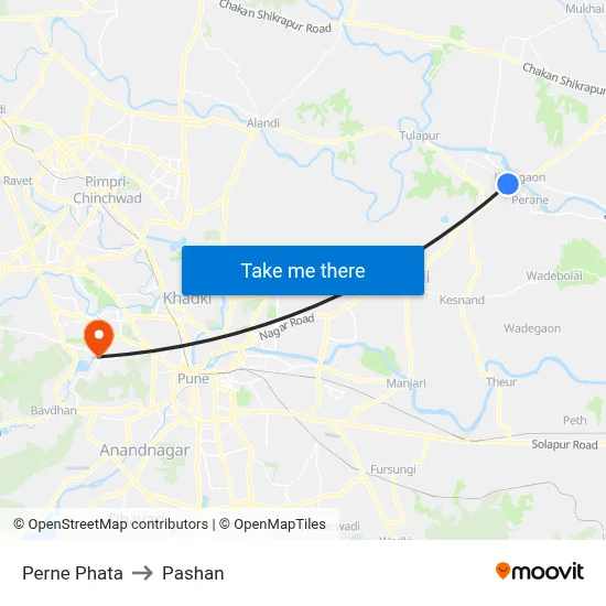 Perne Phata to Pashan map