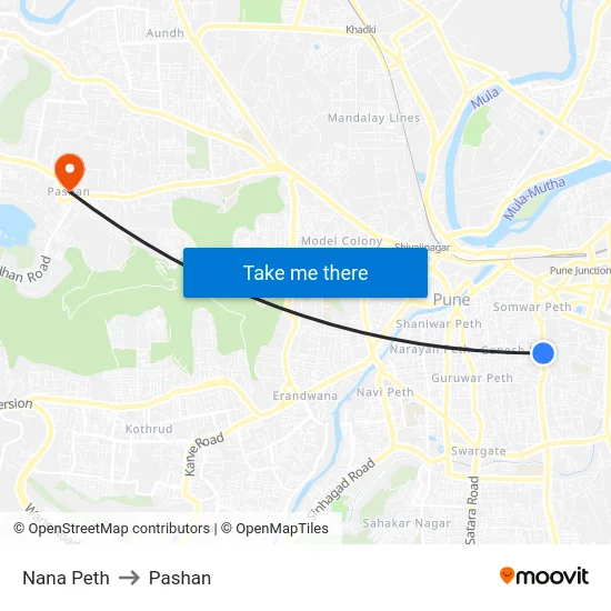 Nana Peth to Pashan map