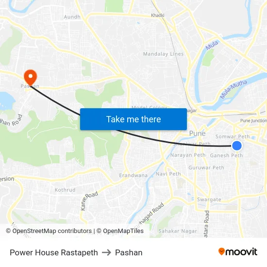 Power House Rastapeth to Pashan map