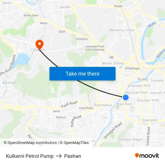 Kulkarni Petrol Pump to Pashan map