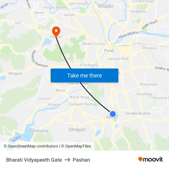 Bharati Vidyapeeth Gate to Pashan map