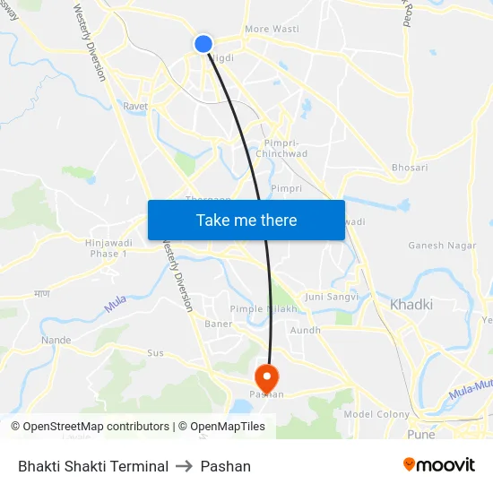 Bhakti Shakti Terminal to Pashan map