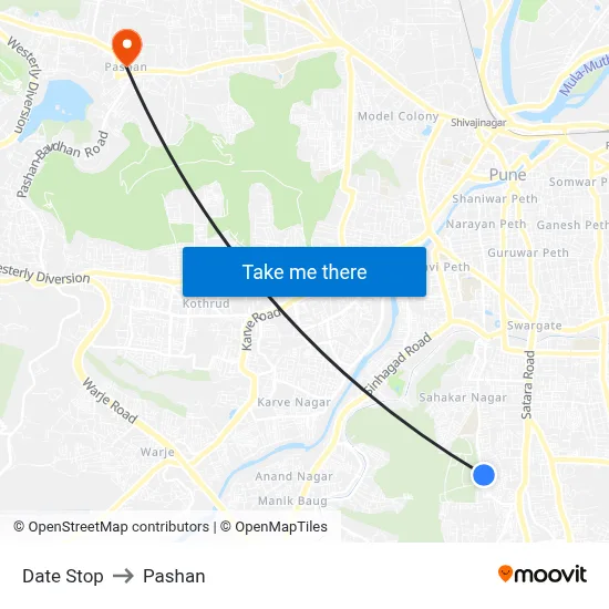 Date Stop to Pashan map
