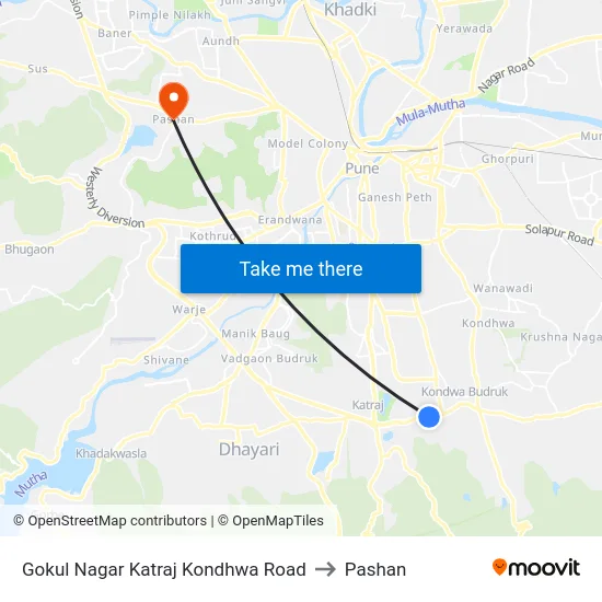 Gokul Nagar Katraj Kondhwa Road to Pashan map