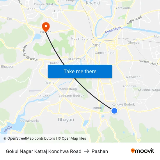 Gokul Nagar Katraj Kondhwa Road to Pashan map