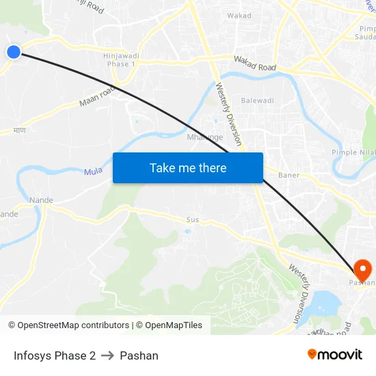 Infosys Phase 2 to Pashan map