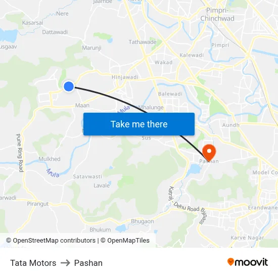 Tata Motors to Pashan map