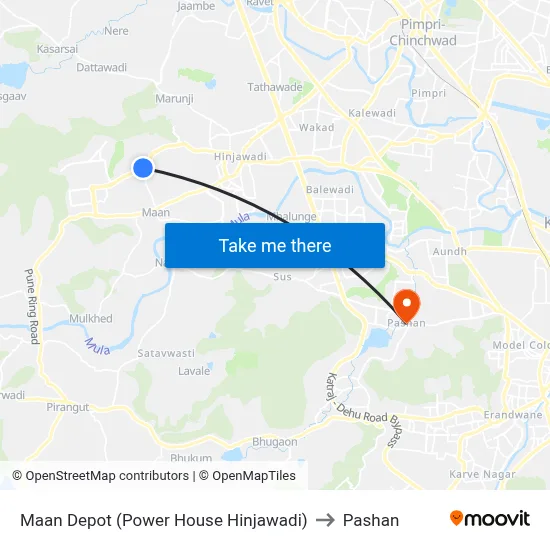 Maan Depot (Power House Hinjawadi) to Pashan map