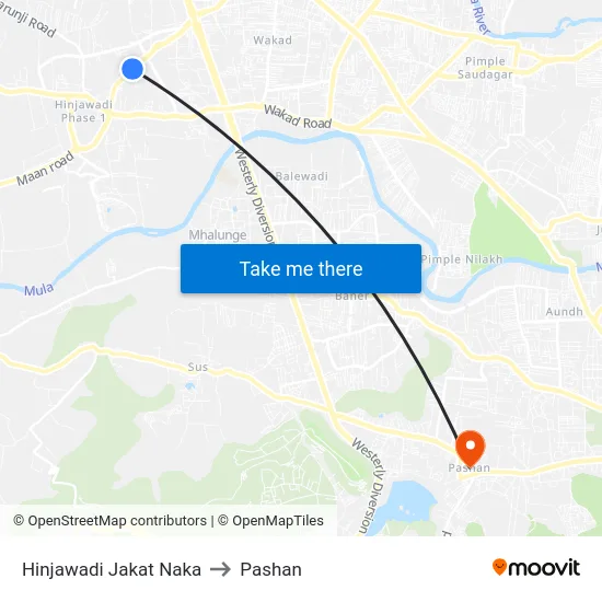 Hinjawadi Jakat Naka to Pashan map