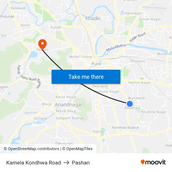 Kamela Kondhwa Road to Pashan map