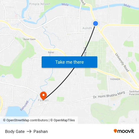 Body Gate to Pashan map