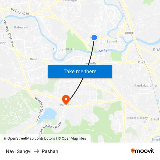 Navi Sangvi to Pashan map