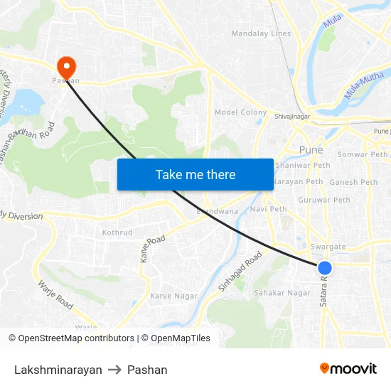 Lakshminarayan to Pashan map