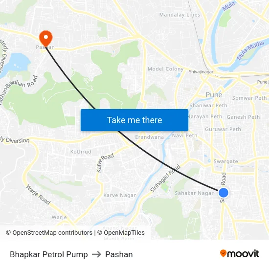 Bhapkar Petrol Pump to Pashan map