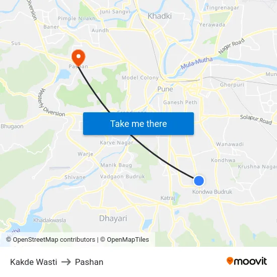 Kakde Wasti to Pashan map
