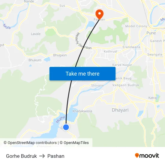 Gorhe Budruk to Pashan map