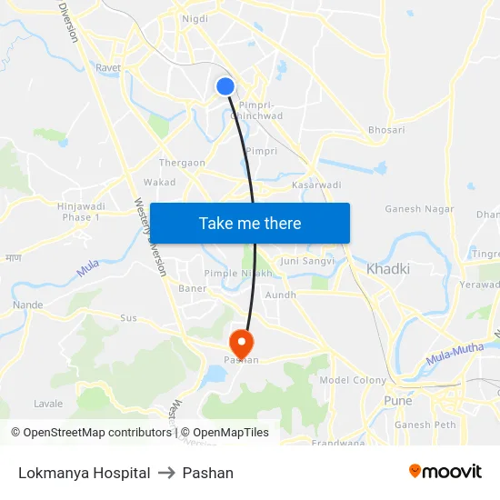 Lokmanya Hospital to Pashan map
