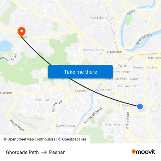 Ghorpade Peth to Pashan map