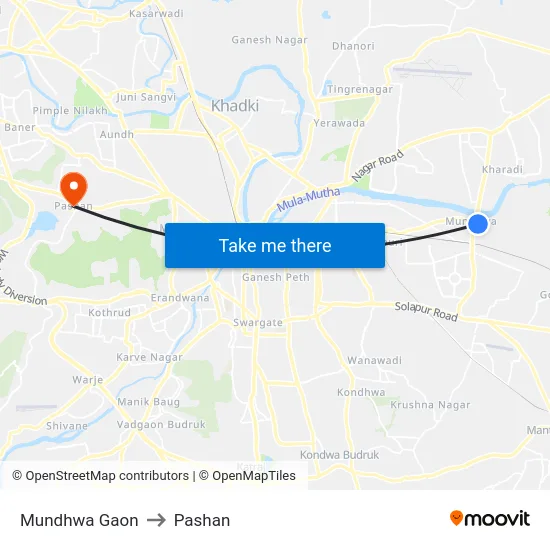 Mundhwa Gaon to Pashan map