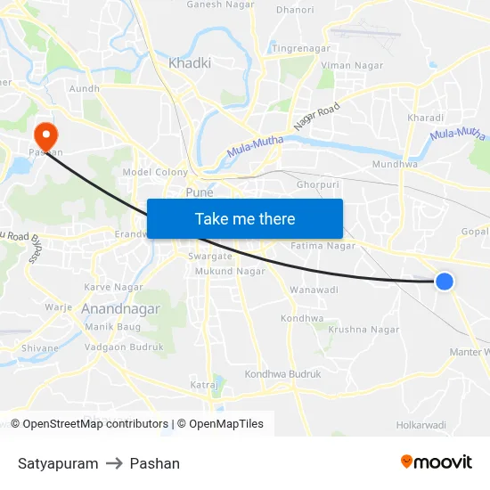 Satyapuram to Pashan map