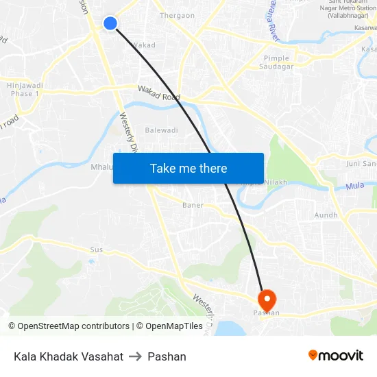 Kala Khadak Vasahat to Pashan map