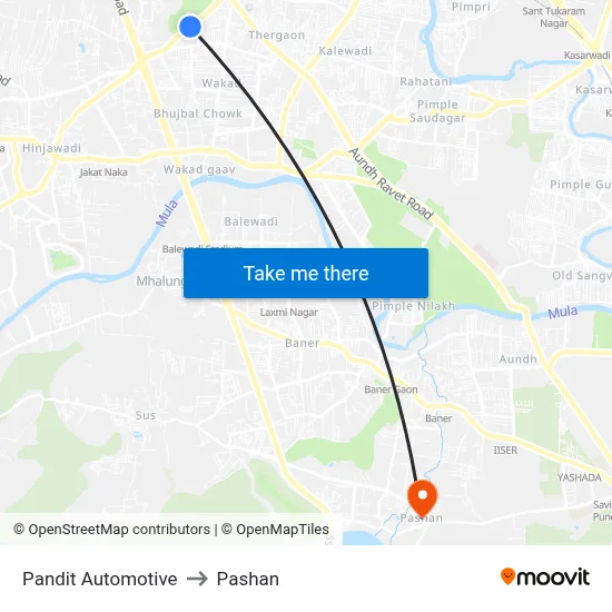 Pandit Automotive to Pashan map