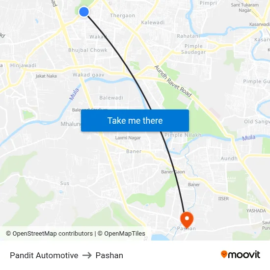 Pandit Automotive to Pashan map